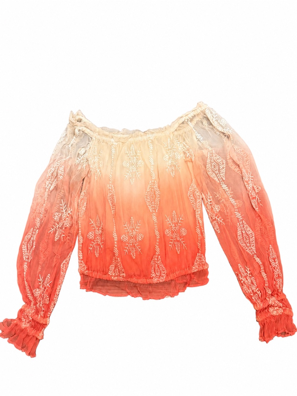 Ramy Brook Exclusive Gemma Ombré Embroidered Off Shoulder Top XXS NWT